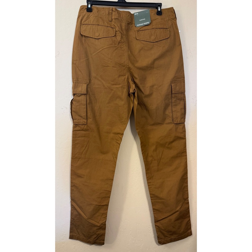 Mutual Weave Cargo Pants Men 36x34 Brown Relaxed Taper Ripstop Cotton UtilityNEW - Picture 6 of 10